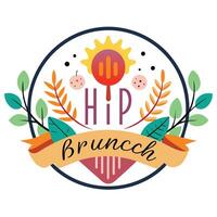 un moderno y elegante logo diseño presentando el nombre el cadera desayuno tardío en de moda tipografía con un relacionado con el brunch icono, desarrollar un pulcro y contemporáneo logo para un nube informática marca vector