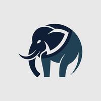 An elephant with a long tusk standing in the center of a circle, Create a minimalist logo with a subtle nod to the strength and grace of an elephant vector