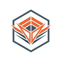 minimalista logo diseño presentando naranja y gris colores con limpiar líneas y geométrico formas, crear un minimalista logo con limpiar líneas y geométrico formas vector