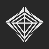 A white diamond glistens against a stark black backdrop, Create an elegant monochromatic logo inspired by geometric shapes vector