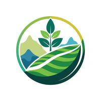 un verde logo presentando un árbol a sus centro, crear un minimalista logo para un sin ánimo de lucro organización enfocado en ambiental conservación vector