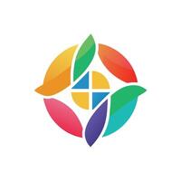 A logo design showcasing vibrant colors and intricate leaves in the center, Depict the concept of accounting through minimalist shapes and lines vector