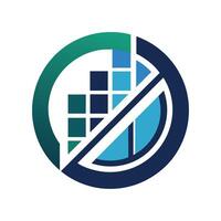 A blue and green circle with a no parking sign displayed prominently, Create a logo that conveys the essence of accounting with a clean and simple design vector