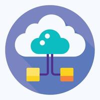 A minimalist icon featuring a blue cloud with a yellow block in the center, Design a minimalist icon that symbolizes the simplicity of cloud technology vector