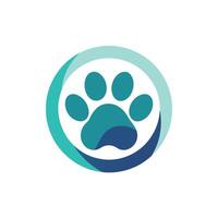 A dogs paw is enclosed within a circle, symbolizing pet adoption agency values, A symbol for a pet adoption agency with a simplified paw print design vector