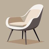 A sleek and modern chair featuring a white frame, a brown seat, and black legs, A sleek and modern chair design with clean lines and a neutral color palette vector