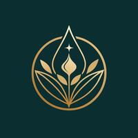 Elegant gold and green logo design for a flower shop branding, Create a clean and refined logo for a high-end skincare brand vector