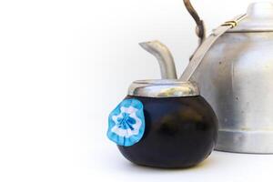 A mate and a kettle with the Argentine flag photo