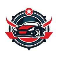 A futuristic car with wings and a star on top, ready to take off, Generate a clean and modern logo for an auto repair garage vector