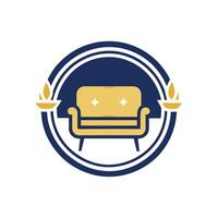 A couch with two candles placed in the middle, creating a simple and elegant ambiance, Design a simple and sophisticated logo for a stylish furniture store vector