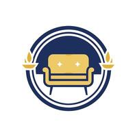 A couch with two candles placed in the middle, creating a simple and elegant ambiance, Design a simple and sophisticated logo for a stylish furniture store vector