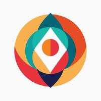 A logo design showcasing harmony through geometric shapes and colors, Depict the concept of accounting through minimalist shapes and lines vector
