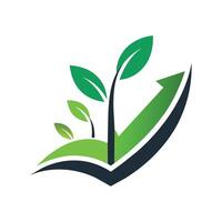 A plant sprouts from the pages of a book, symbolizing growth and development, Design a minimalist logo that represents growth and progress vector