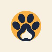 A dogs paw sits within a circle, showcasing the simple elegance of this minimalist logo design, Develop a minimalist logo with a focus on a pet paw, using minimal elements for a sleek look vector