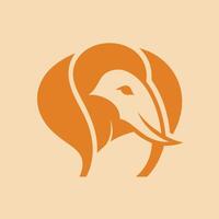 Minimalist logo of an orange and white bird using negative space, Develop a minimalist logo using negative space to form an elephant illustration vector