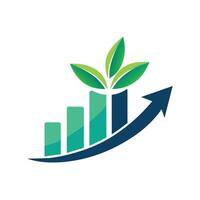 A plant bursting through a graph, symbolizing growth and progress, Design a minimalist logo that represents growth and progress vector
