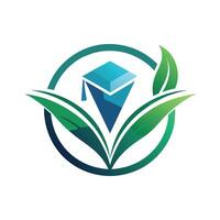 un pulcro y moderno logo presentando un verde hoja diseño para un compañía, diseño un pulcro y moderno logo para un virtual aprendizaje plataforma vector