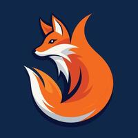 A red fox logo displayed on a vibrant blue background, showcasing minimalist art style, A stylized image of a fox in a minimalist art style, minimalist simple modern logo design vector