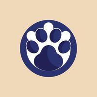 A minimalist logo featuring a blue and white paw print on a tan background, Craft a minimalist logo highlighting a single pet paw in a clean and uncomplicated design vector