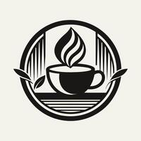 A cup of coffee emitting steam, showcasing the warmth and freshness of the beverage, Experiment with monochrome and duotone palettes for a minimalist cafe logo design vector