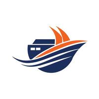 A boat drifting on the waters surface, Experimenting with abstract shapes to create a unique logo for a shipping company vector