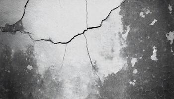 a black and white photo of a cracked wall