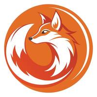 A red fox head encircled on a white background, showcasing a simple and striking logo design, fox animal logo with simple circle design shape vector