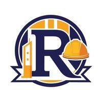 logo presentando el iniciales r y gorra para un construcción compañía, diseñado para marca identidad y reconocimiento, iniciales r gorra construcción logo vector