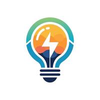 A light bulb featuring a lightning bolt inside, creating a striking visual contrast, Incorporate a lightbulb icon into a minimalist logo design for an electronics company vector