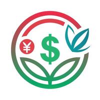 A dollar sign surrounded by green leaves with another dollar sign in the center, Incorporate currency symbols in a sleek and understated way vector