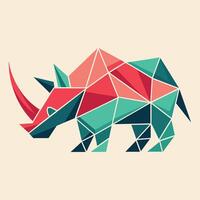 The image depicts a rhinoceros composed entirely of geometric shapes in a creative and unique design, Explore geometric shapes to create a unique minimalist logo of a rhinoceros vector