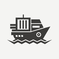 A boat sailing in black and white waters, showcasing simple yet striking contrasts in shades, Employing a monochromatic color scheme for a minimalist shipping logo vector