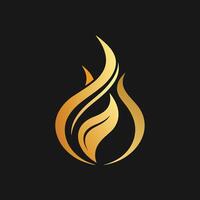 A sleek and contemporary gold flame logo against a black backdrop, Develop a sleek and contemporary logo for a cloud computing brand vector