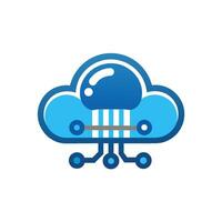 un azul nube presentando un prominente pregunta marca símbolo, generar un limpiar y moderno logo para un nube tecnología empresa vector