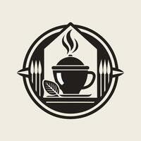 A logo featuring a stylized teapot in black and white, Experiment with monochrome and duotone palettes for a minimalist cafe logo design vector