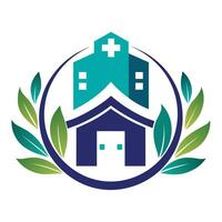 A church building featuring a prominent cross on its roof, Simple yet impactful representation of a healthcare facility vector