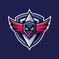 Stylish emblem featuring a bird with wings, set against a dark background, perfect for a gaming company logo, Produce a simple and stylish logo for a gaming community forum vector