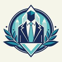 Stylish logo featuring a suit and tie in blue and white color scheme for a corporate event design, Stylish and modern design for a corporate event invitation vector