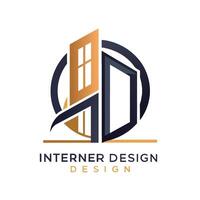un pulcro y sofisticado logo representando un gama alta interior diseño estudio, pulcro y sofisticado marca para un gama alta abastecimiento negocio vector