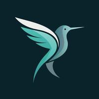 A bird with a long beak and wings gracefully glides through the air, Subtle and elegant logo featuring a hummingbird silhouette vector