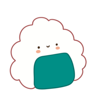 a cute little white rice ball with a green cover png