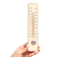 mão segurando termômetro, quente temperatura png