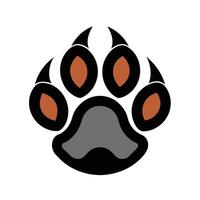 A black and orange wolf paw print stands out on a white background, A clean and simple logo depicting a wolf's paw print in a subtle and understated manner vector