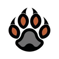 A black and orange wolf paw print stands out on a white background, A clean and simple logo depicting a wolf's paw print in a subtle and understated manner vector