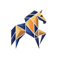 Abstract horse created with triangles on a plain white backdrop, Abstract geometric shapes resembling a horse, minimalist simple modern logo design vector