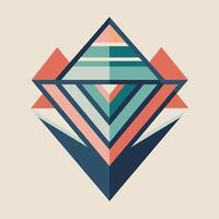 A vibrant diamond shape in a variety of colors set against a plain white background, Abstract geometric shapes in muted colors, minimalist simple modern logo design vector