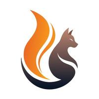 un minimalista zorro logo presentando un naranja y negro cola, sofisticado logo con un minimalista representación de un mascotas cola vector