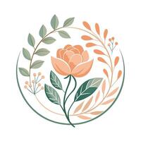 Circular design filled with various flowers and leaves in a watercolor style, Subtle watercolor floral elements for a whimsical wedding aesthetic vector