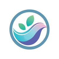 Blue and green logo featuring leaves in a circular design with soft gradients, Soft gradients and a circular design for a wellness clinic's modern logo vector