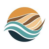 A logo featuring abstract waves in soothing hues, designed for a water company with a coastal theme, Abstract waves in soothing hues for a coastal theme, minimalist simple modern logo design vector